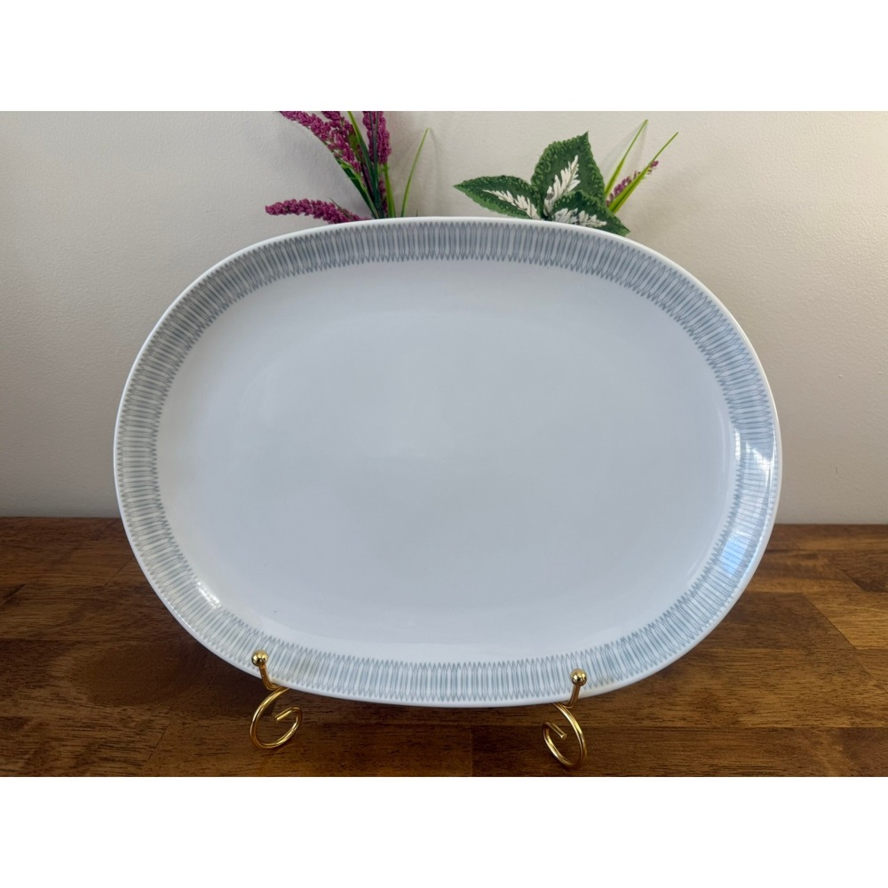 Upsala Ekeby Karlskrona Sweden Porcelain Serving Platter Oval Scandinavian MCM‎